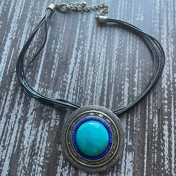 Vintage Large Faux Turquoise Necklace - Picture 1 of 3